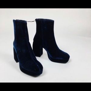 Zara blue velvet boots
